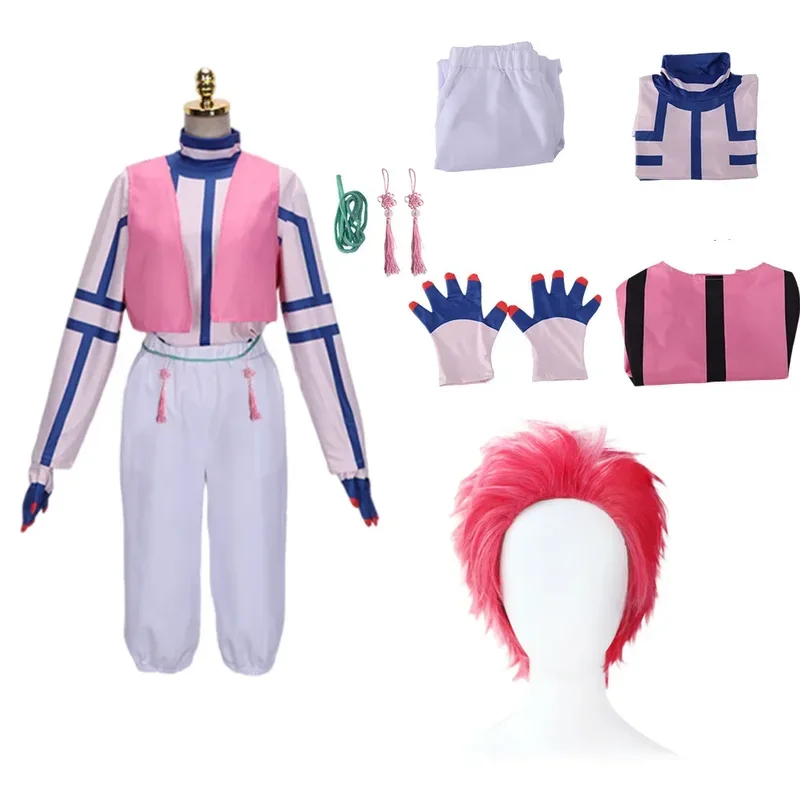 Аниме Demon Slayer: Kimetsu no Yaiba - Akaza Косплей Костюм Топы Брюки Жилет с париком для мужчин