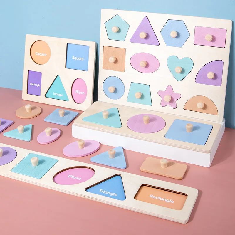 

Montessori Macaron Color Geometric Grab Board Wooden Nail Grab Board Shape Sorting Board Toy Baby Educational Toy Gift