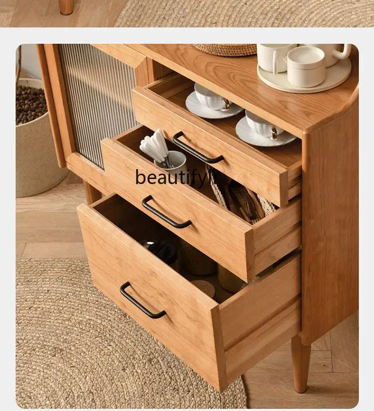 Скандинавский деревянный боковой шкаф из черного ореха электрическая горка