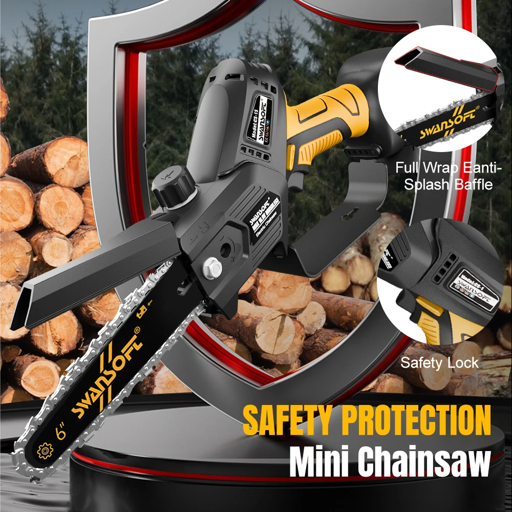 Бесщеточная Беспроводная бензопила SWANSOFT 6 дюймов ручная беспроводная для резки
