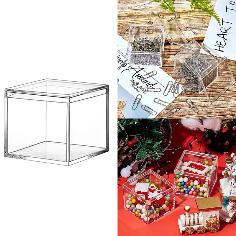 

8 шт. прозрачная акриловая пластиковая квадратная коробка для ювелирных изделий мини коробка для хранения с крышкой мини квадратный контей...