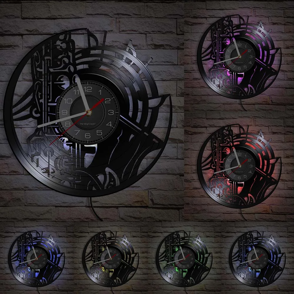 Музыкальный Саксофон симфонический оркестр звук латунь виниловая запись часы