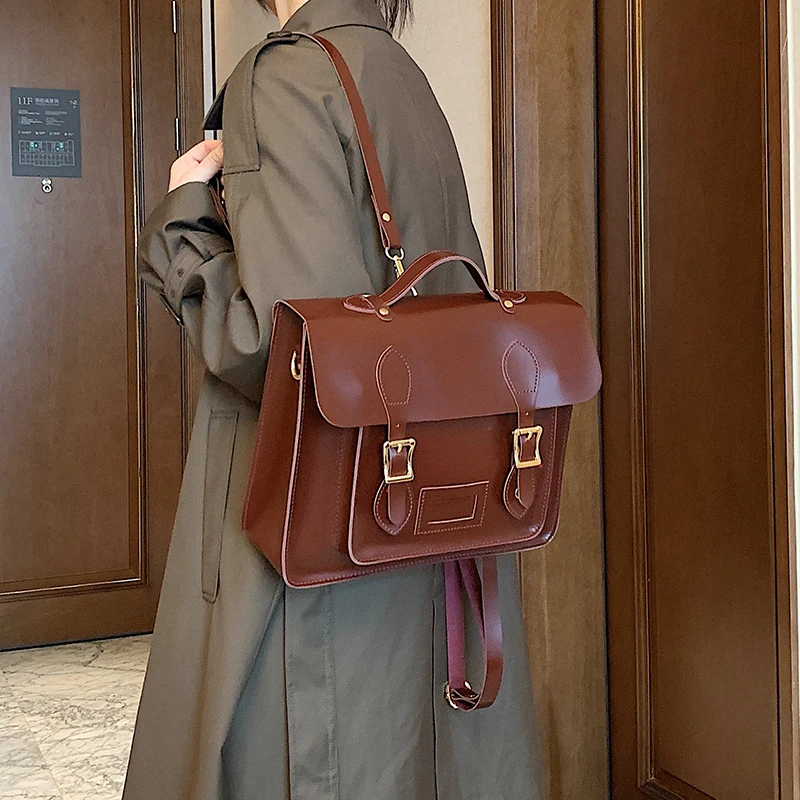 

High Quality PU Retro Ladies Backpack 2022 New Fashion Solid Color Portable Outing Leisure Student School Bag Sac Luxe Femme Gg