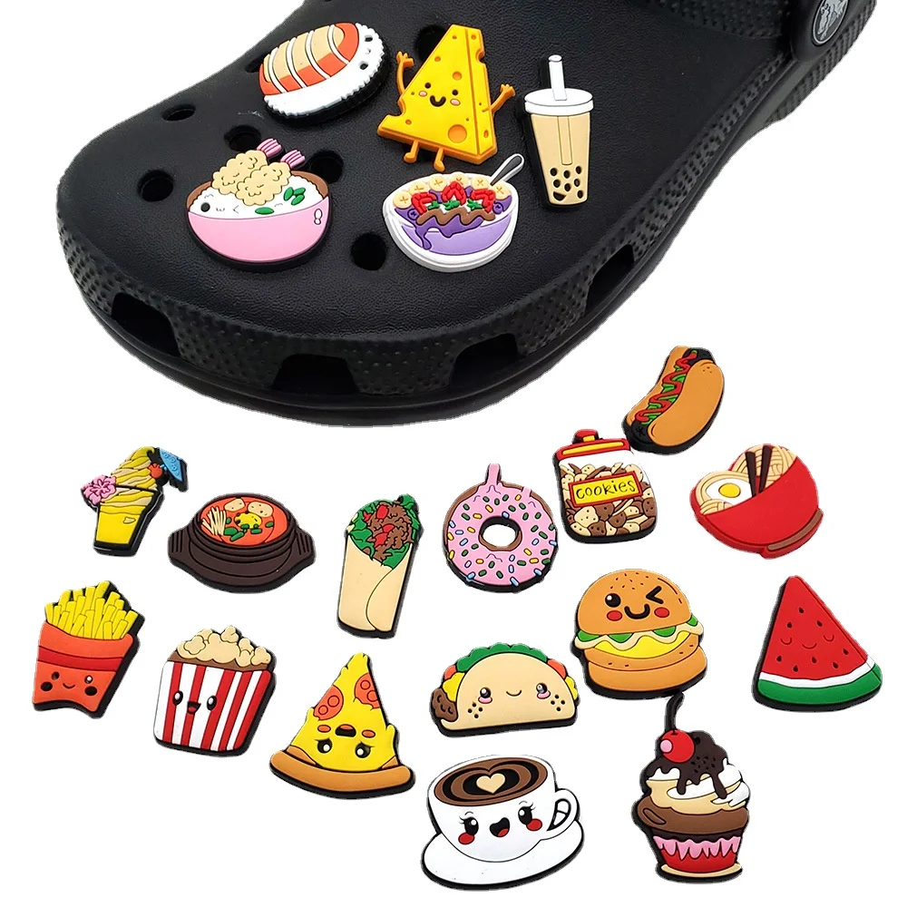 20pcs/set Cute Food Style Shoe Decoration Buckle Personality DIY Hamburger Pizza Shoe Accessories Fit JIBZ Croc Kids Gifts