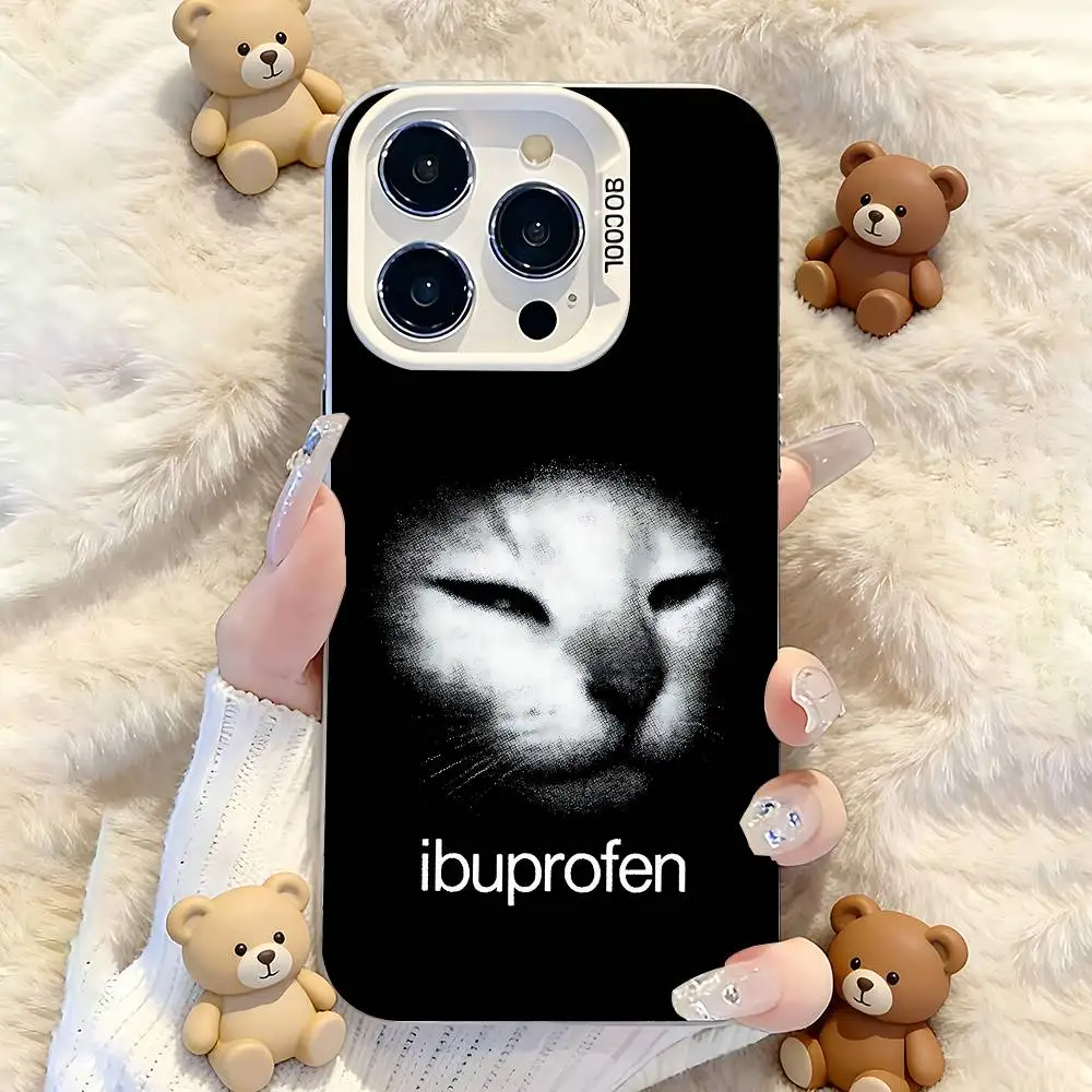 Фото I-Ibuprofen Cat White Matte Large Lens Frame Cover для iPhone 12 11 14 13 17 16 15 Pro Max Mini Plus E №4