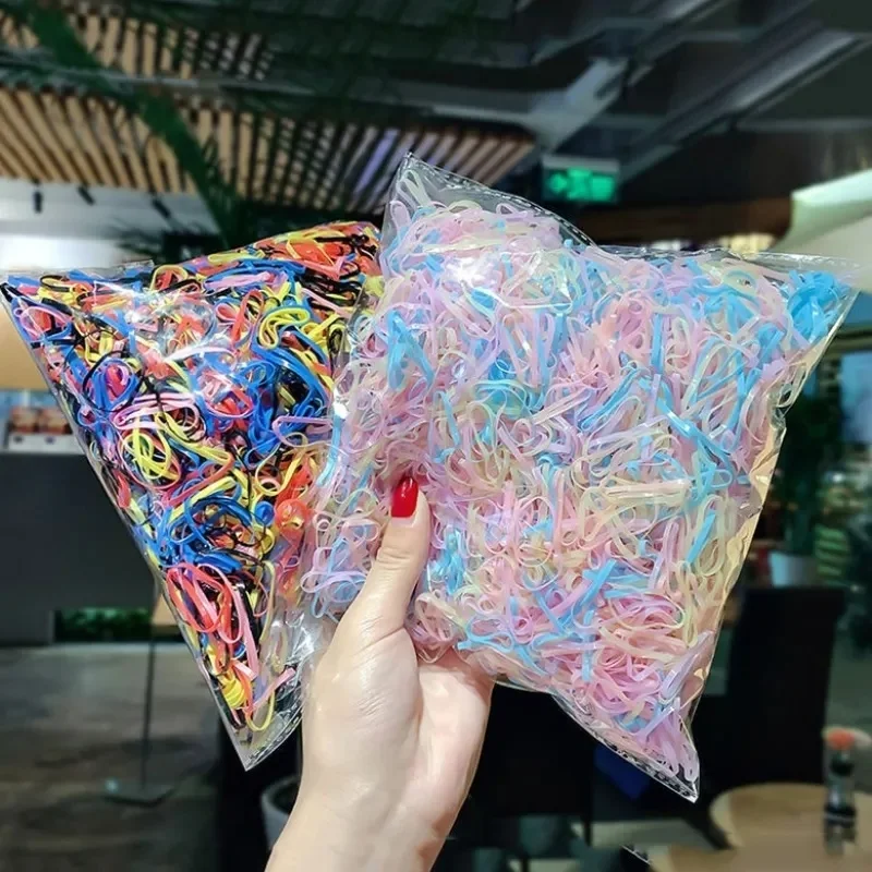 

500pcs/bag Girls Colourful Rubber Bands Children Elastic Hair Bands Ponytail Holder Women Cute Hair Ring Sweet Scrunchies Tie