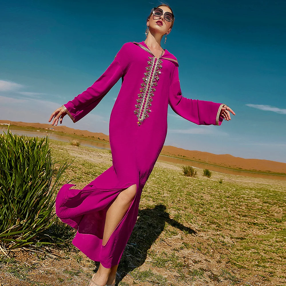 Ramadan Moroccan Kaftans for Women Abaya Dubai Djellaba Evening Caftan Dresses Diamond Muslim Wedding Long Dress Islam Clothing