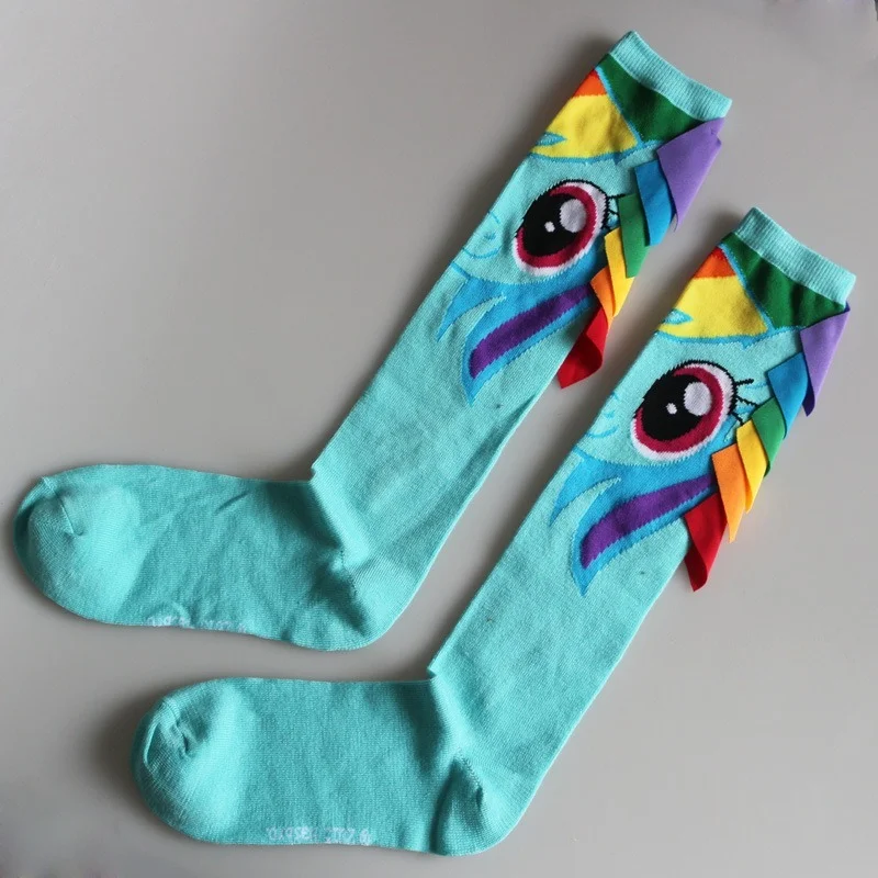 Anime My Little horse socks Rainbow Dash women cartoon cotton sock blue funny novelty comfortable fashion cloak socks Calcetines
