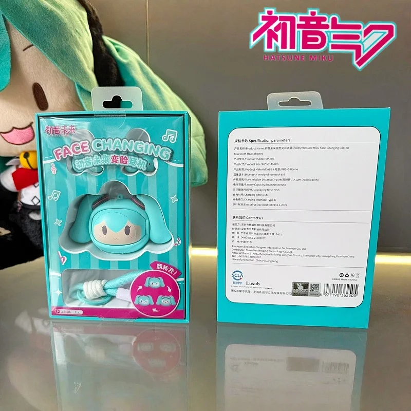 Фото Беспроводные Bluetooth-наушники Hatsune Miku 2026 года с функцией смены изображения, на клипсах, для мужчин и женщин, подарок на праздники и дни рождения, в наличии №1