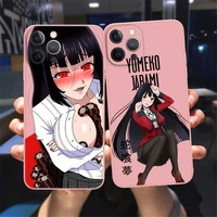 sexy anime kakegurui jabami yumeko phone cover for iphone 11 12 13 pro max x xr xsmax 7 8 plus 13 mini pink soft silicone case