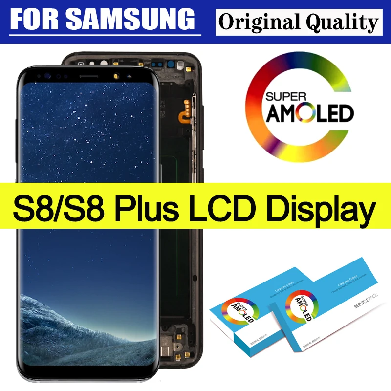 

New 100% Original Super Amoled Display with frame SAMSUNG Galaxy S8 G950F G950FD LCD S8 Plus G955 G955F Touch Screen Repair