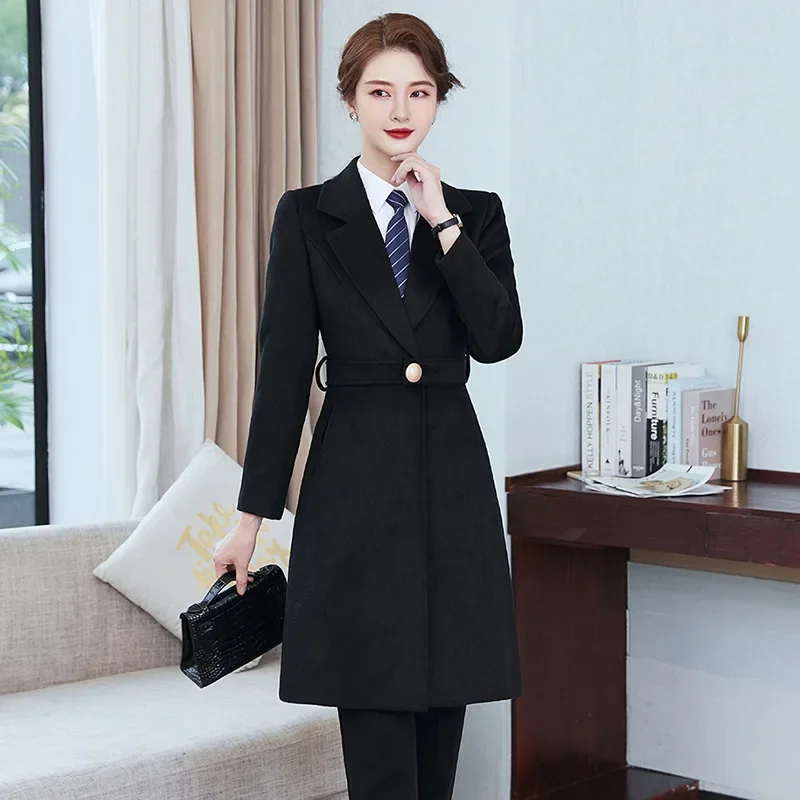 Шерстяная профессиональная одежда для работы в банке шерстяное пальто средней и