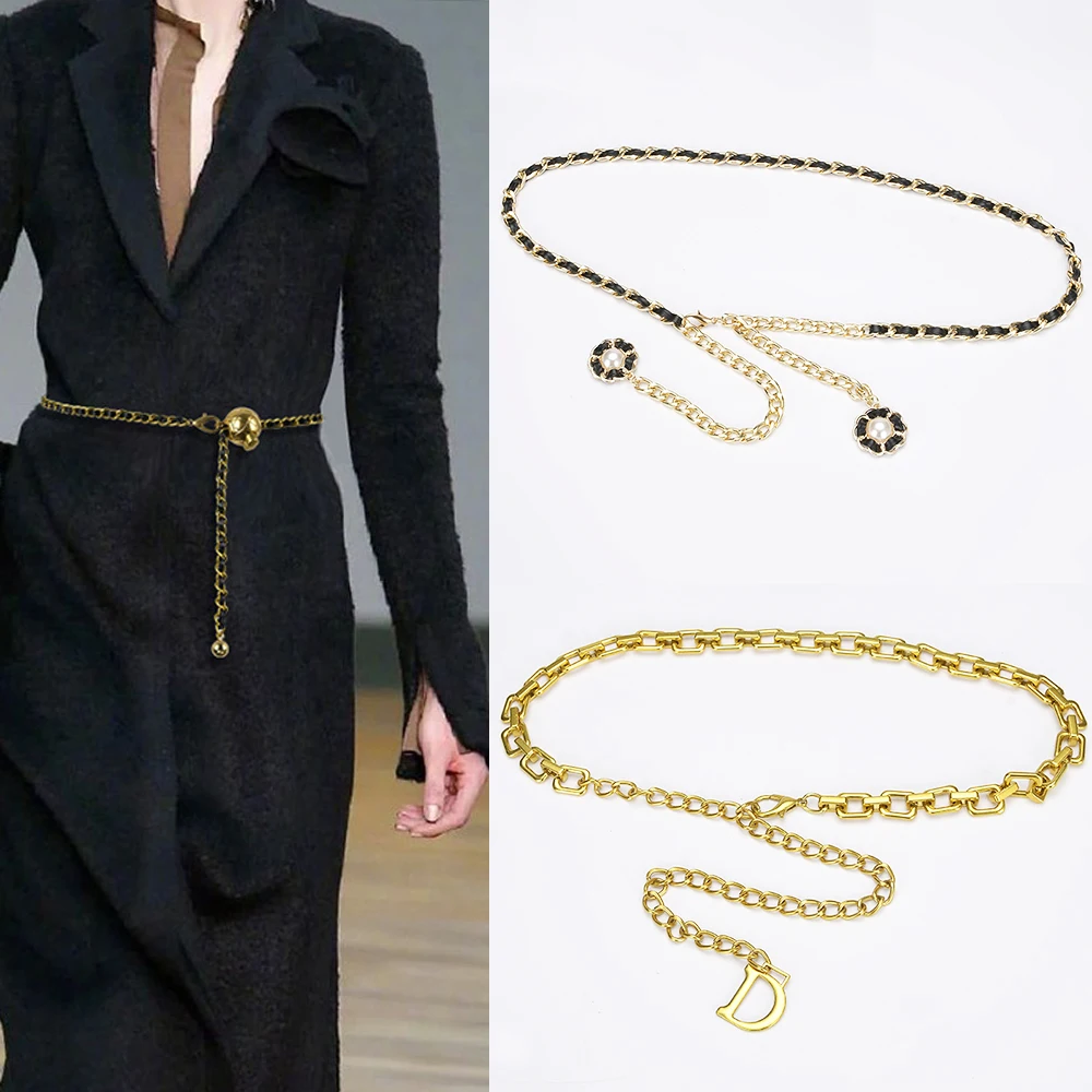 Metal Chain Belts for Women Waistbands Long Tassel for Suitable Jeans Suit Dress Waist Belt Luxury Brand Designer Waist Chain