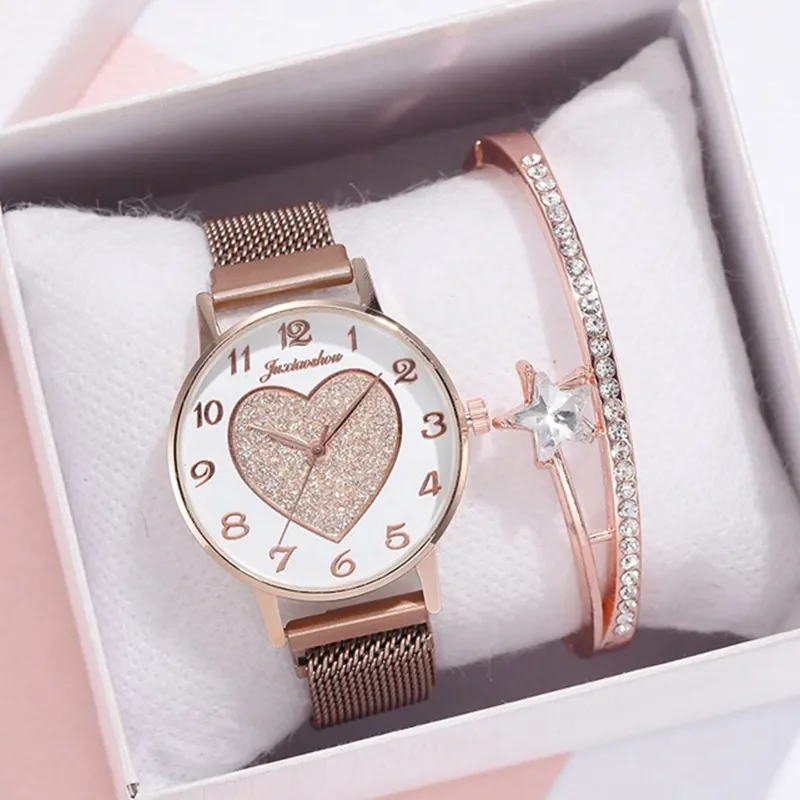 Luxury Brand Women Watches Love Magnet Watch Buckle Fashion Casual Female Wristwatch Roman Numeral Simple Bracelet