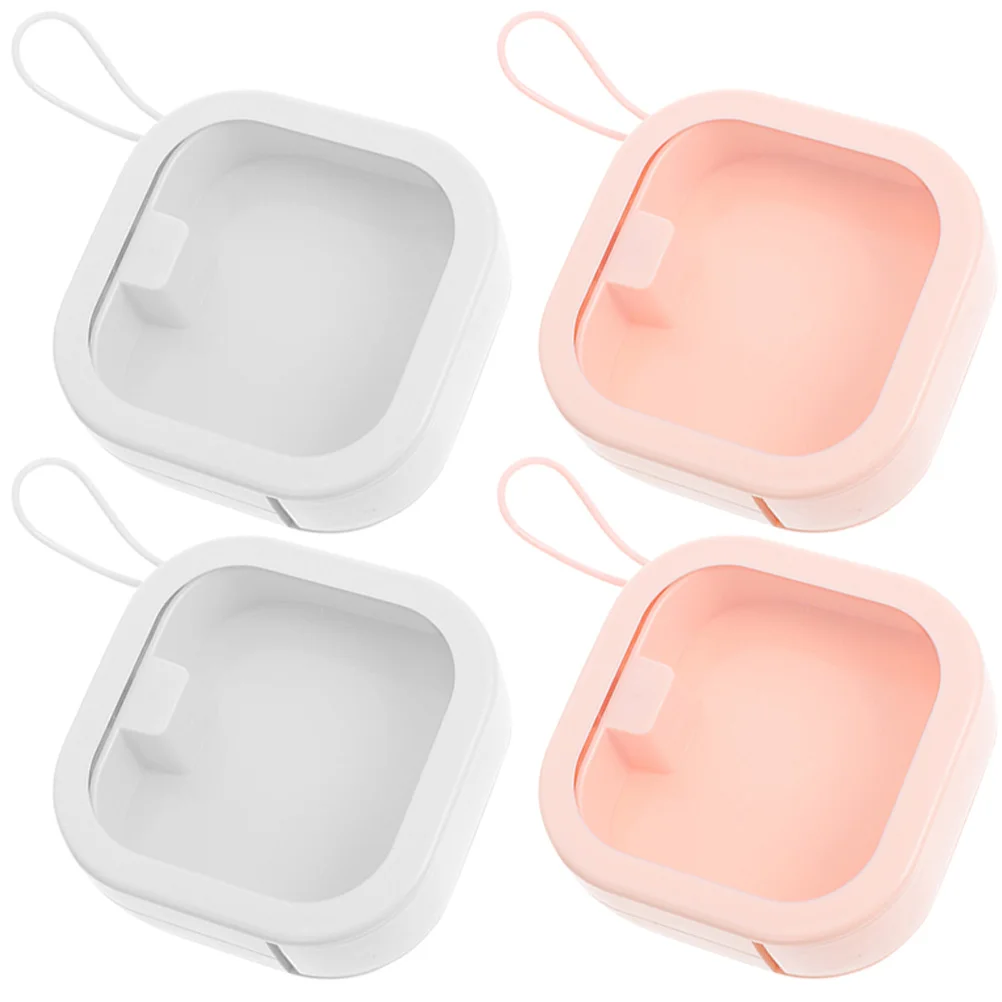 

4pcs Portable Storage Box Hair Tie Holder Scrunchie Organizer Girls Stuff Clear Elastic Bands Convenient Jewelry Case 9.6x9.6cm