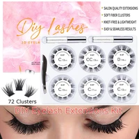 extensions fluffy wispy volume lashes 1014mm glue bonded band fluffy natural diy eyelash extensions kit 3d individual