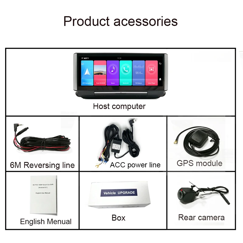 Anfilite 7-дюймовый 4G Автомобильный GPS-навигатор Android 8.1 WIFI двойной объектив