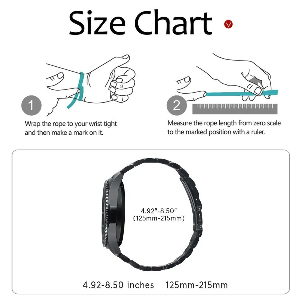18mm 22mm 20mm 24mm Band Strap For Samsung Galaxy Watch 3 42 46mm gear S3 Active2 Steel for Huawei GT 2 Xiaomi Amazfit BIP GTR 2