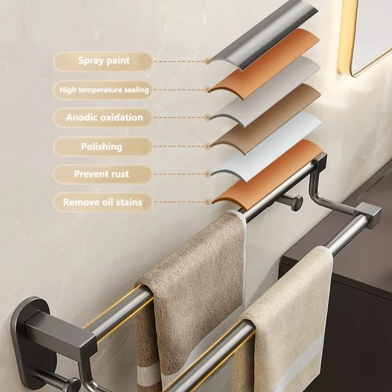 Ermo аксессуары для ванной комнаты настенный держатель полотенец стеллаж серый 304