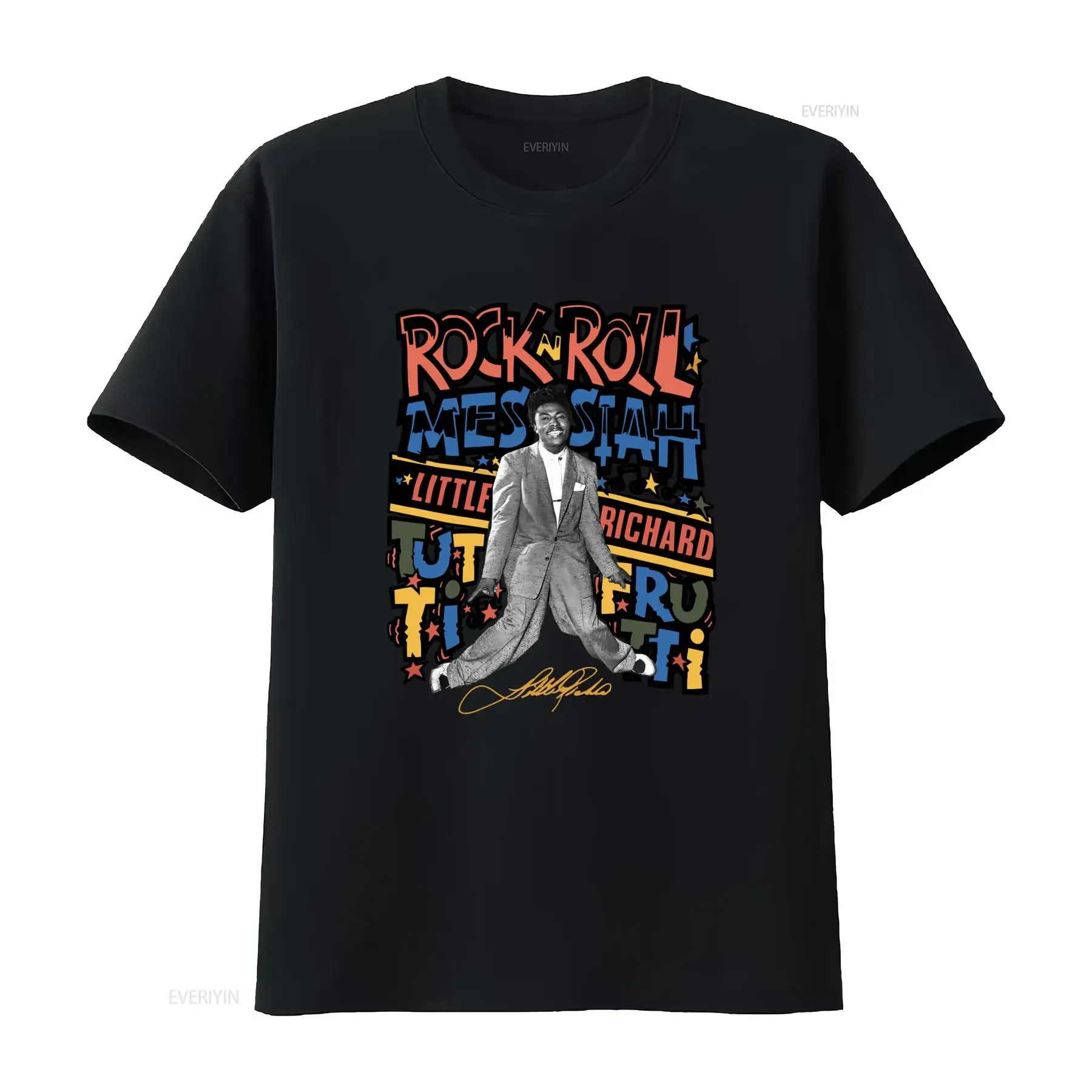 Фото Футболка Rock and Roll Messiah Little Richard для фанатов, размеры S-5XL, ретро-дизайн, хлопок, винтажная обработка, комфортная, модная уличная одежда №1
