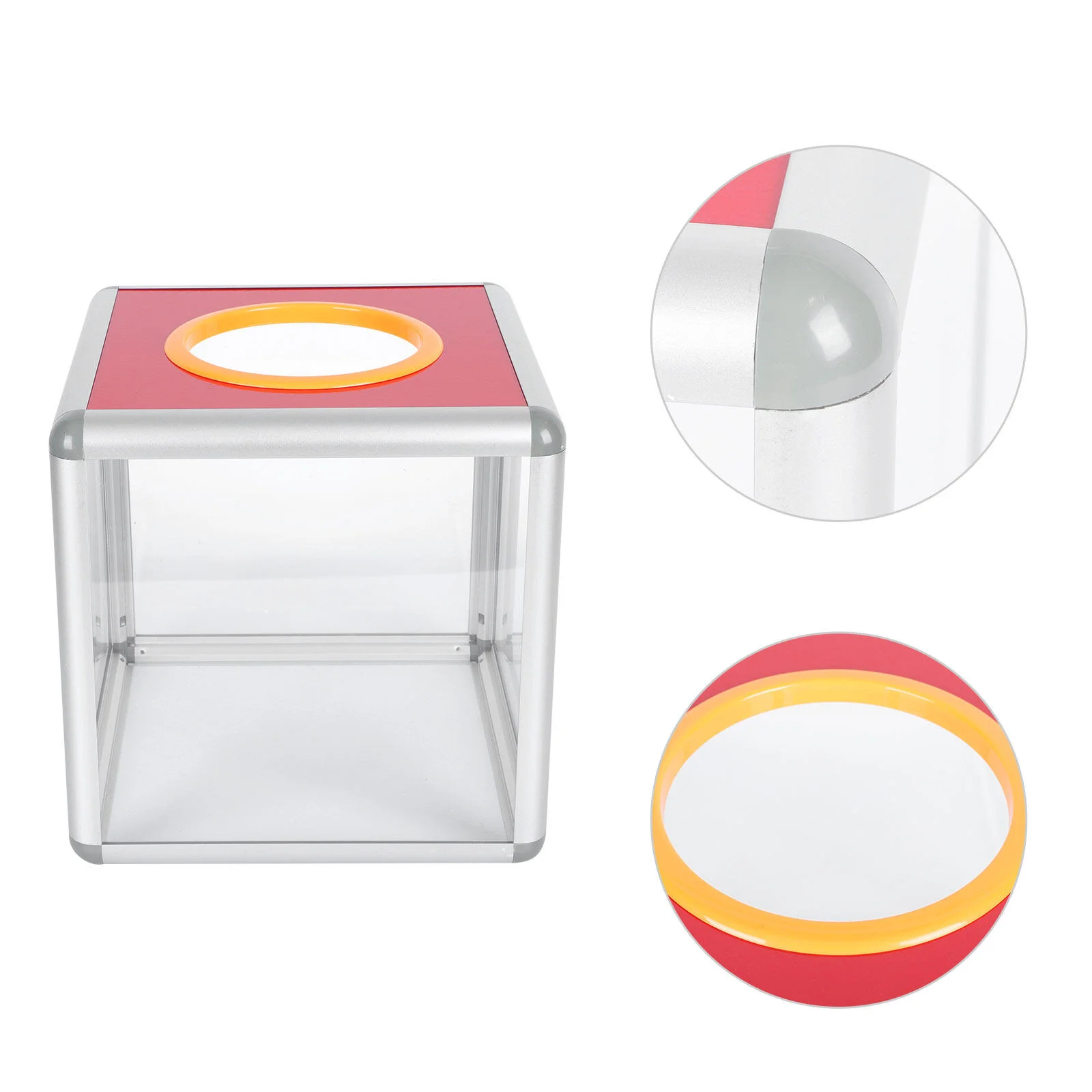 

Clip Storage Bin Lock Container Suggestion Letter Paper Lottery Case Touch Frame Transparent Aluminum Alloy Office