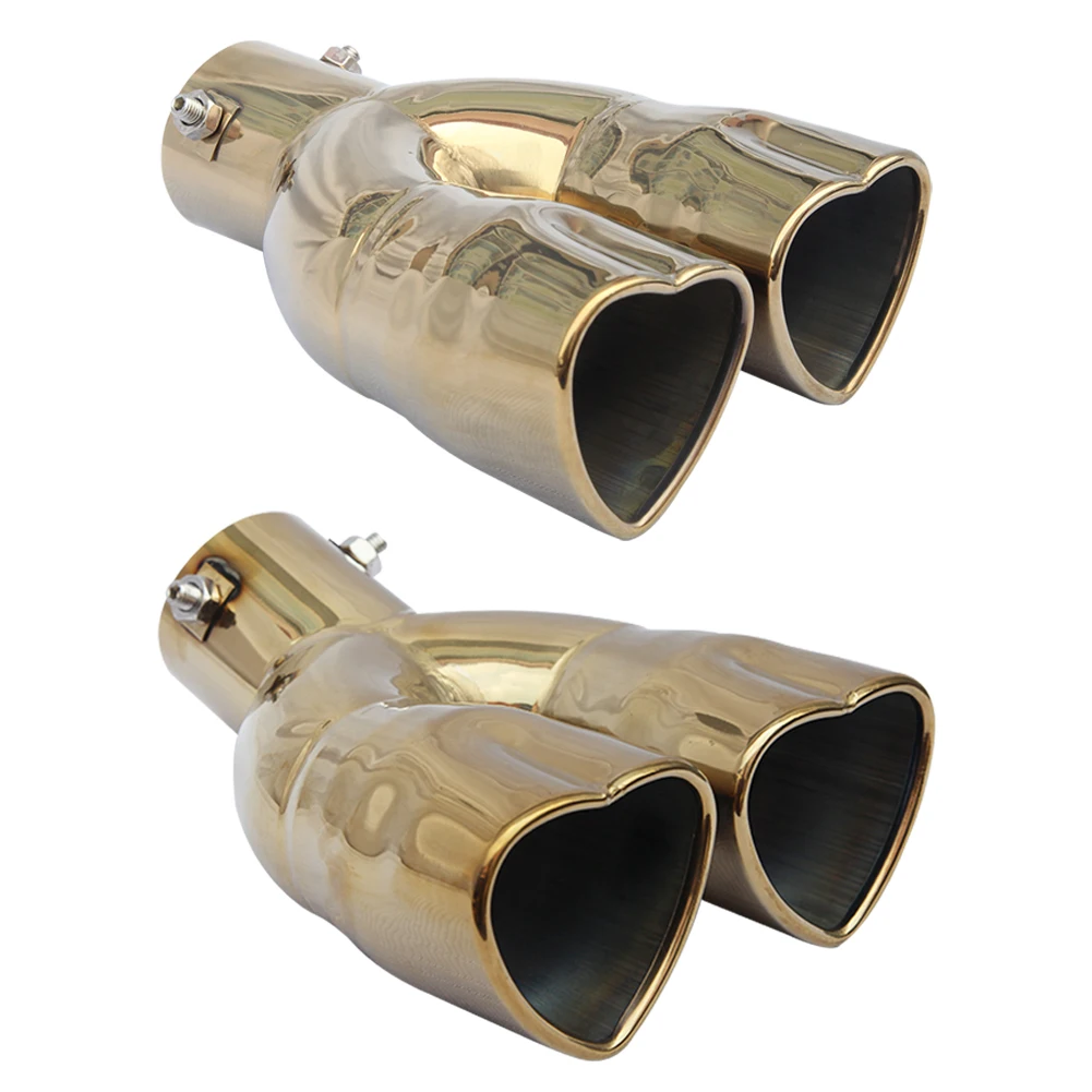 

Автомобильные Двойные наконечники выхлопной трубы в форме сердца, глушитель выхлопной трубы из нержавеющей стали, наконечник глушителя, мо...