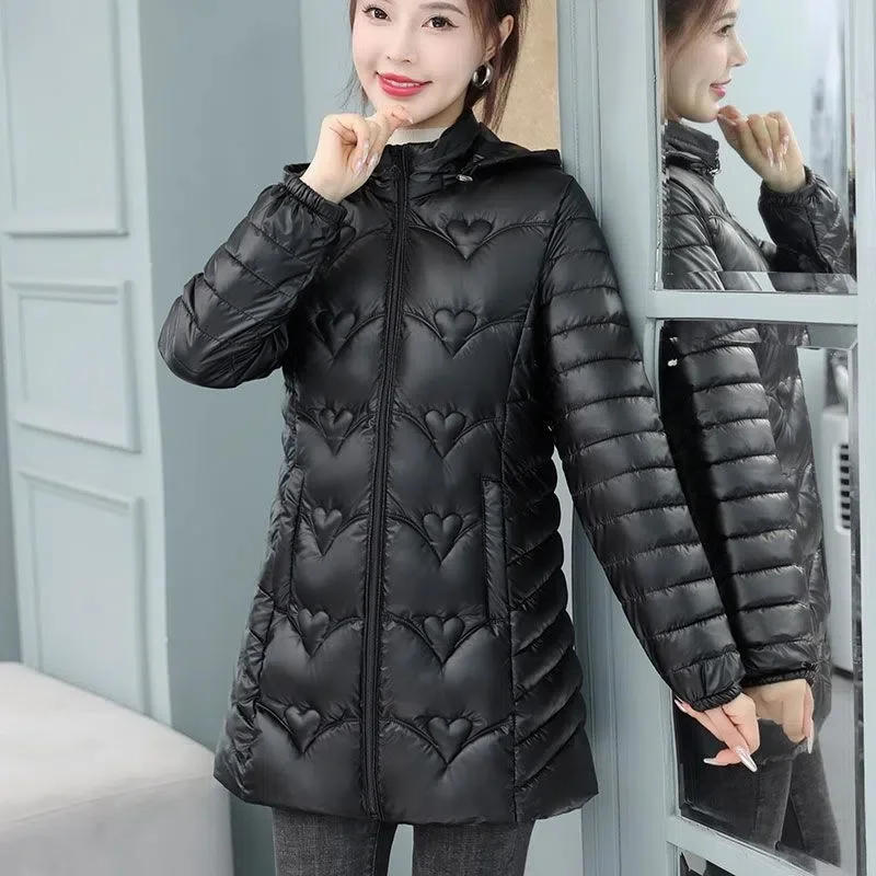 2023 New Winter Jacket Long Coats Women Parkas Hooded Glossy Down Cotton Jacket Warm Casual Parka Padded Cotton Coat Female