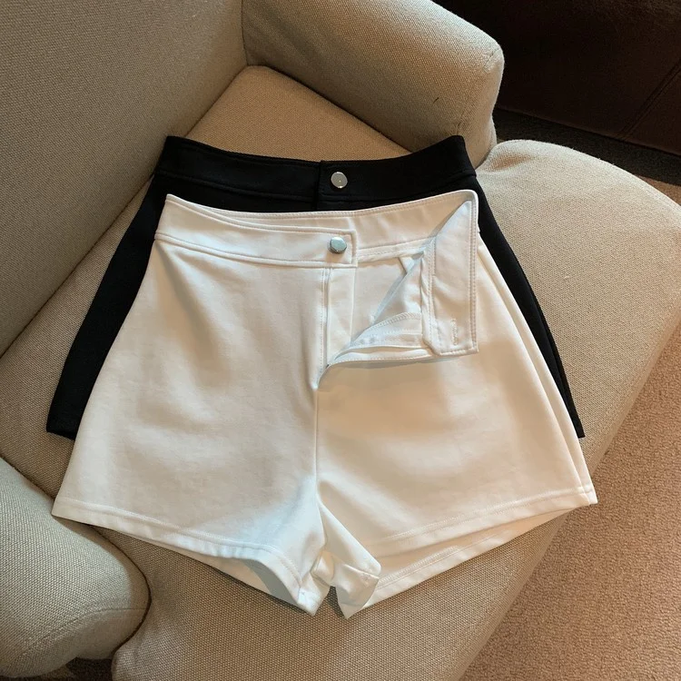 

summer all-match High Waist One Button Shorts simple slim pants