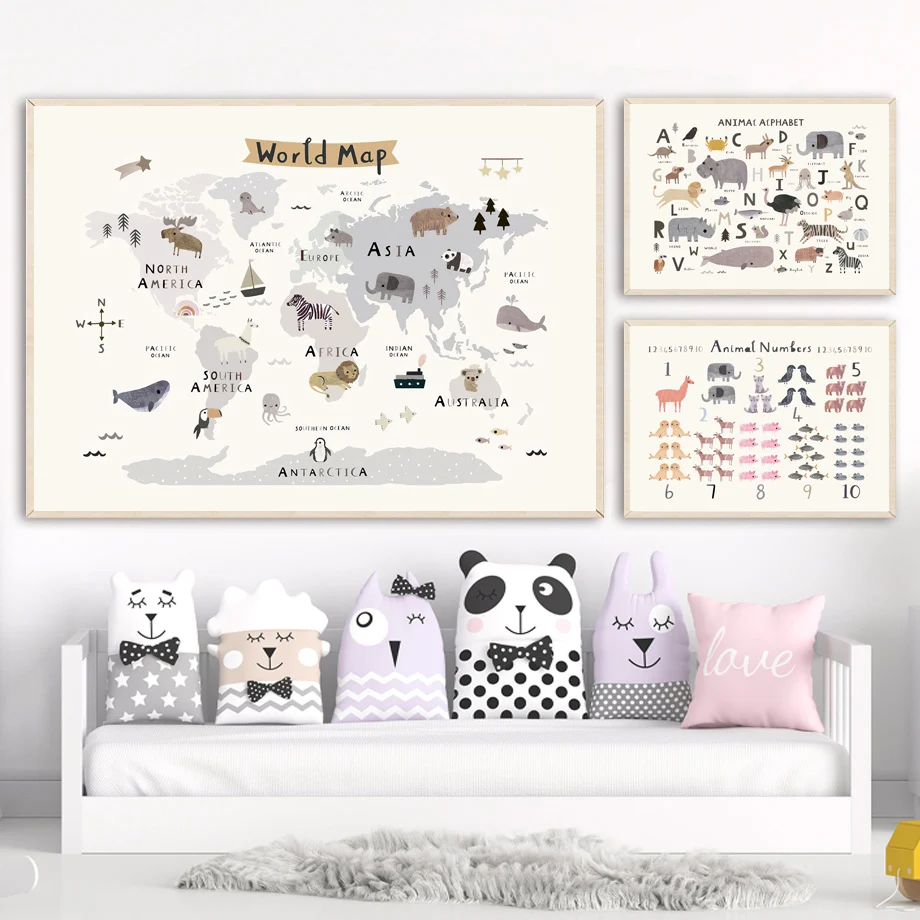

Solar System Shapes Map Animal Alphabet Numbers Nordic Posters And Prints Art Canvas Painting Wall Pictures For Kids Room Decor