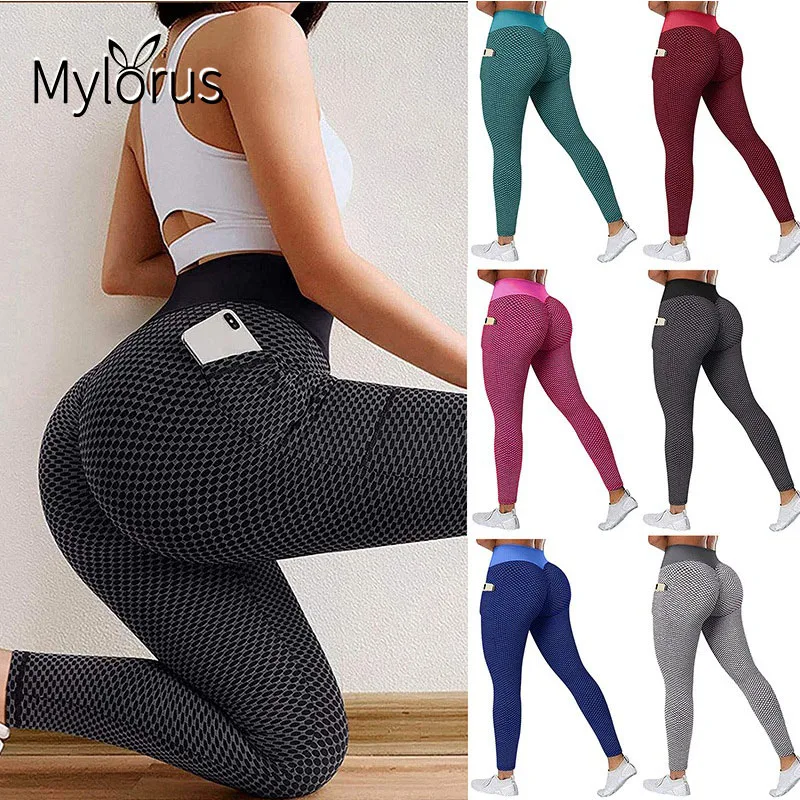 

Sexy Leggings With Pocket Push Up Women Sports Tights High Waist Butt Lift Workout Pants Seamless Fitness Yoga Pants Gym