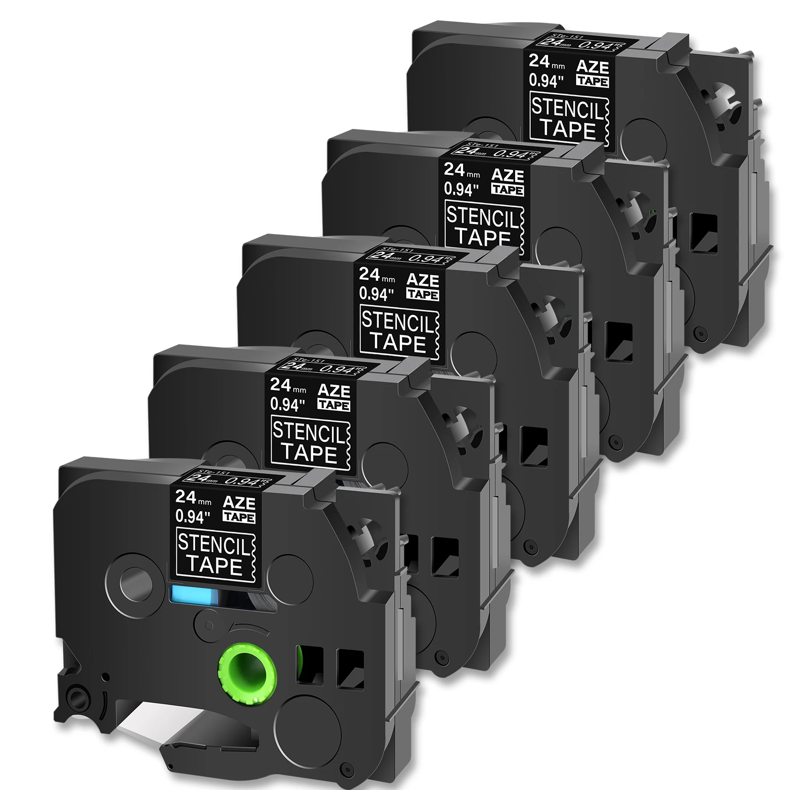 Трафарет GREENCYCLE 5PK неламинированная лента черная совместимая с Brother STe 141 151 161 для