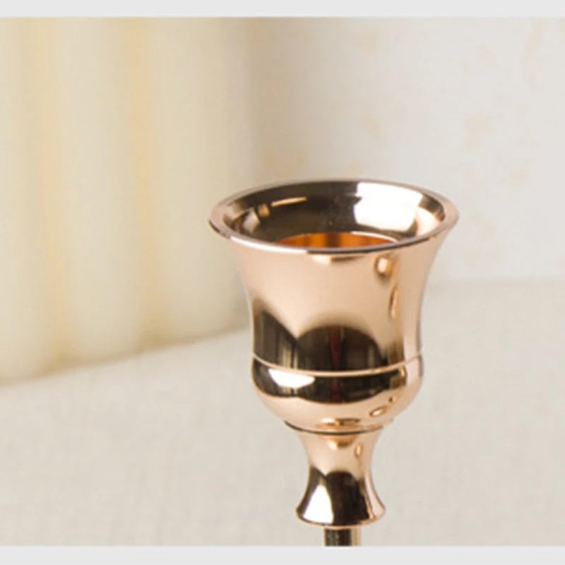 European Gold Candlestick As Three Piece Set of Metal Ornaments Family Romantic Candlelight Dinner Wedding Jewelry