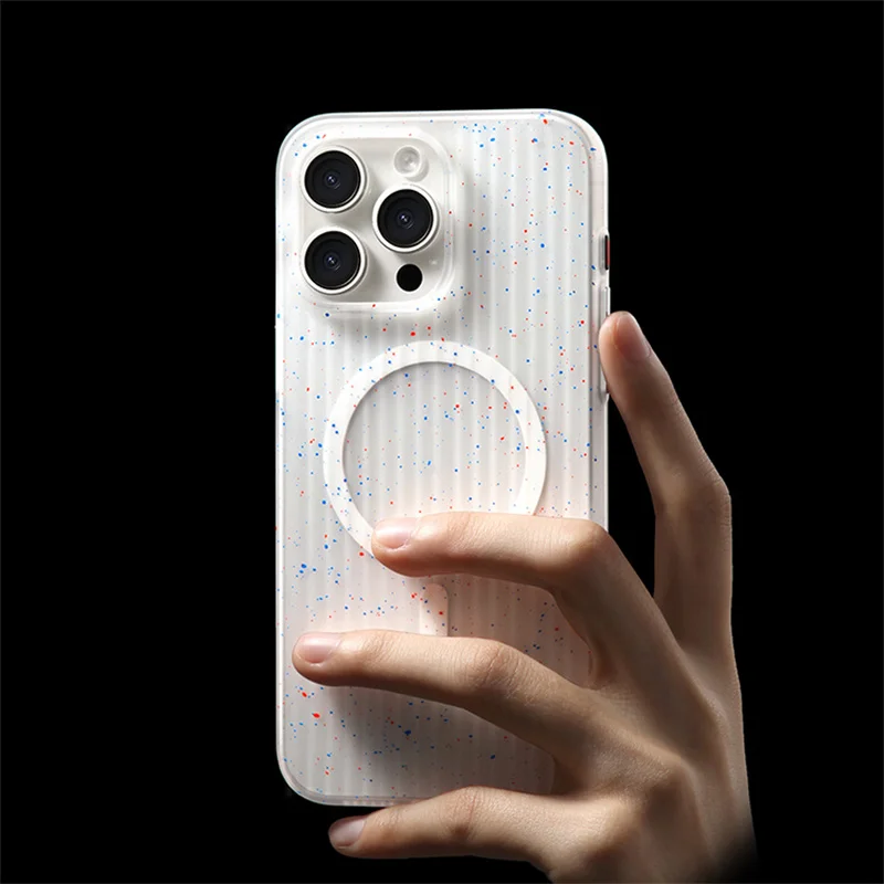 

Ink spot stripes Clear Magsafe case for iphone 14 13pro 15 15pro 13 14pro max Matte Wireless charging case Frosted cover