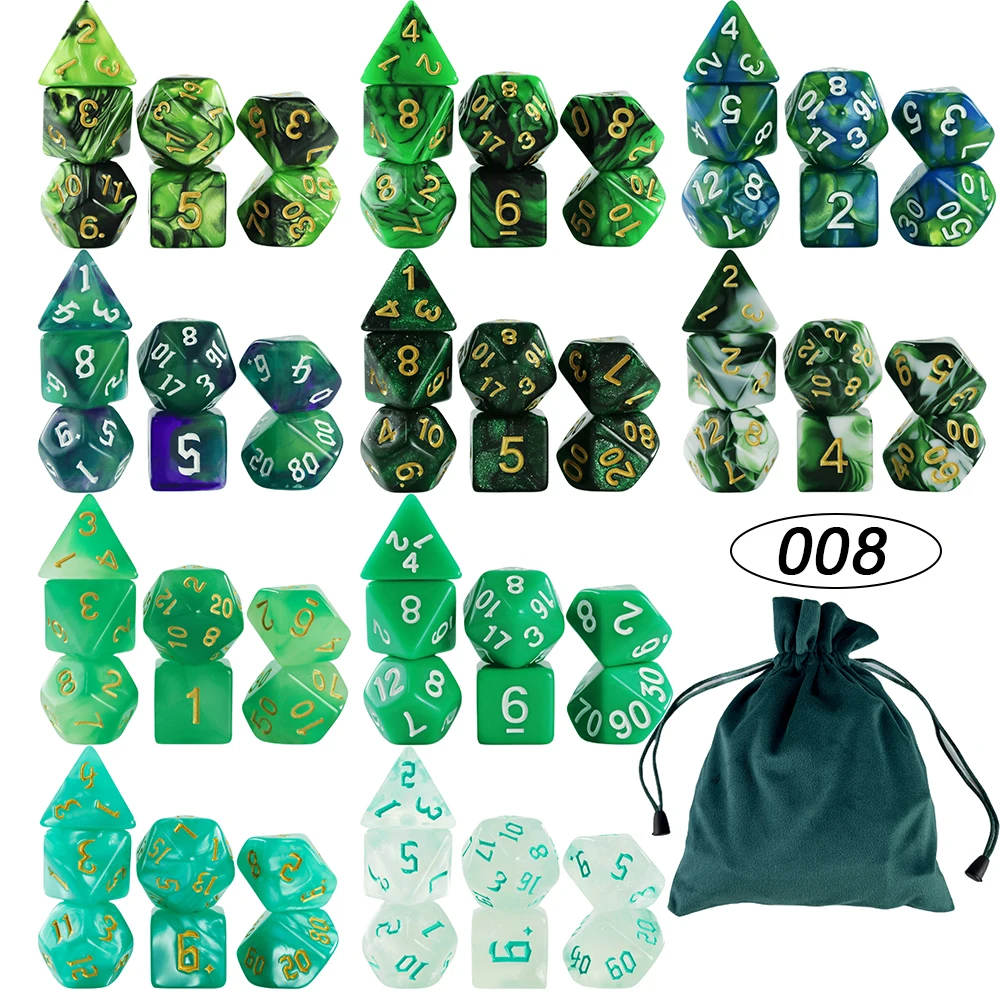 70 шт./10 комплектов многогранные игральные кости D4 ~ D20 с сумкой для DNDGame