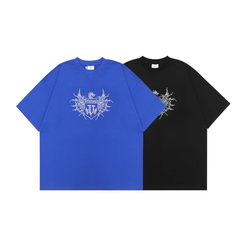 

Футболка VTM для мужчин и женщин, модная тенниска с надписью 1:1, повседневная майка с коротким рукавом и логотипом со стразами, лето 2023ss