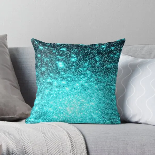 

Teal Galaxy Sparkle Stars Ombre Printing Throw Pillow Cover Sofa Bed Square Case Fashion Decorative Soft Pillows not include