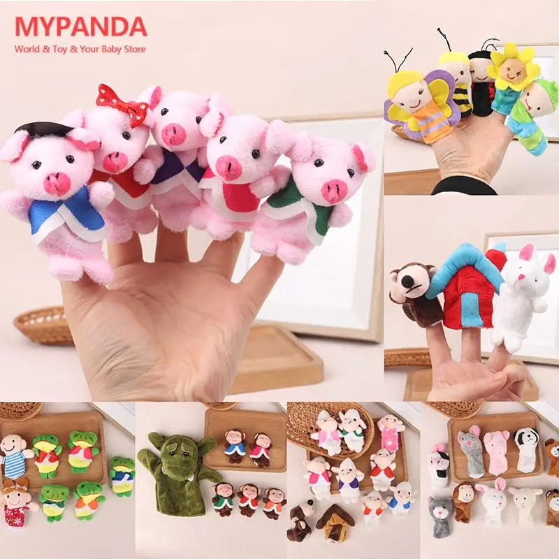 

Hand Puppet Plush Toy Animal Shape Finger Doll Cartoon Animal Finger Puppet Role Play Tell Story Cloth Wolf Rabbit Plush Toy