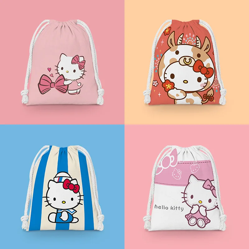

Sanrio Cartoon Anime Hello Kitty Bundle Pocket Kuromi Cinnamoroll My Melody Kawaii Cute Portable Lunch Bag Storage Bags Girl