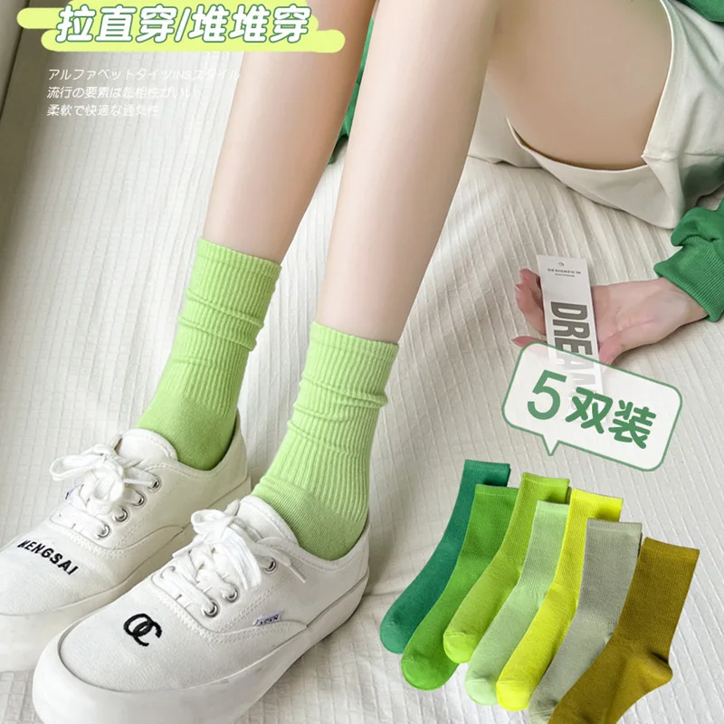 Candy Colored Socks Women Stockings Trend Mid Tube Socks Deodorant Student Sports Cotton Socks