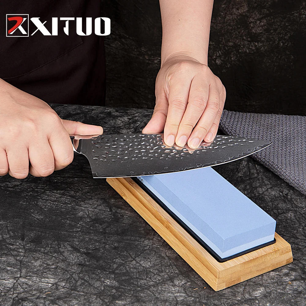 

XITUO Knife Sharpener Whetstone Sharpening Stones Dual Side Kitchen Grindstone Oilstone 2 stages 240-600-10000 Grit Honing Set