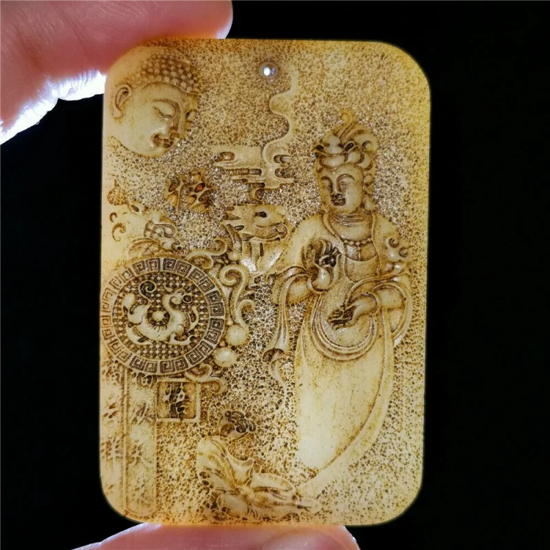 

Chinese Hetian Jade Jade Hand Carved Pendant Necklace Bodhisattva/Buddha Statue
