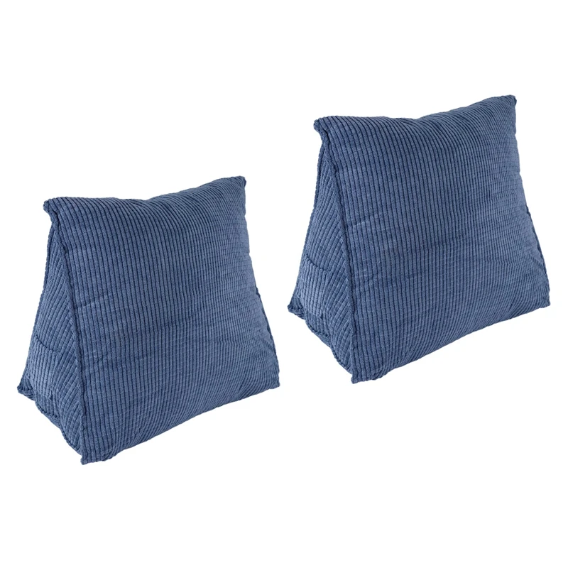 

2X Reading Backrest Cushion Wedge Pillow Back Cushion Lumbar Pad Bed Office Chair Rest Pillow Back Support Pillow(Blue)