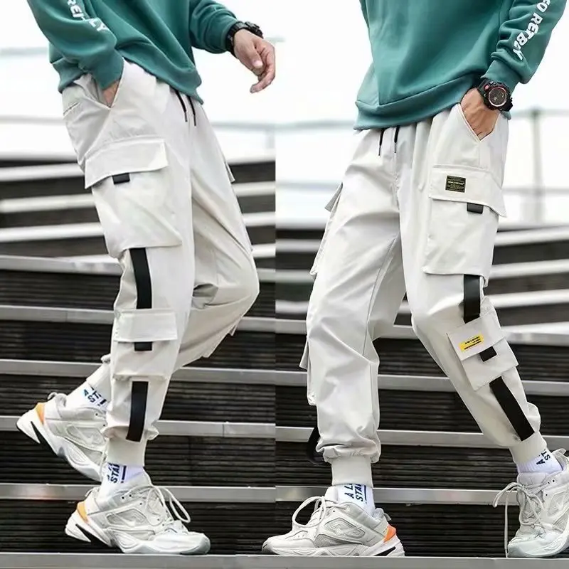 

Fashion Men's Clothing Streetwear Elastic Waist Harem Pants Cotton Trousers Male Casual Loose Jogger Ribbons Men Pant