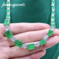 pansysen vintage real 925 sterling silver emerald simulated moissanite diamond necklaces for women anniversary fine jewelry gift