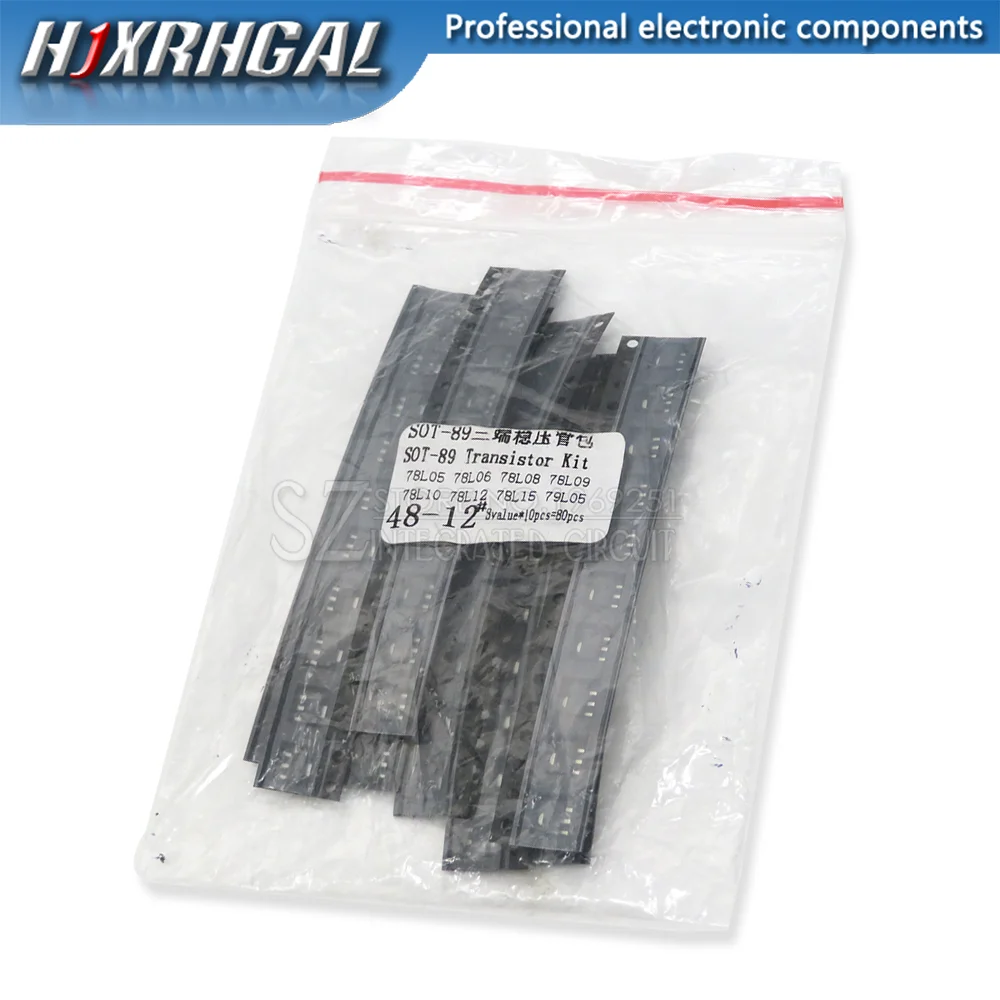 

SOT-89 SMD transistor Assorted KIT Total 8kinds X10PCS=80PCS contains 78L05 78L06 78L08 78L09 78L10 78L12 78L15 79L05