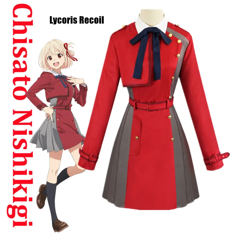 

Костюм для косплея из аниме Lycoris Recoil, платье nishikier Chisato, красная униформа, одежда для Хэллоуина