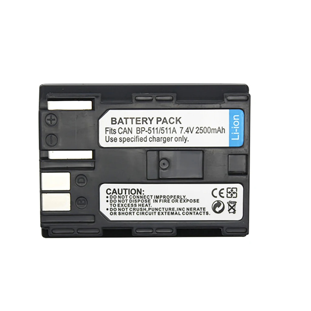 

BP-511A 7.4V 2500mAh Rechargeable Li-Ion Battery BP-511 For Canon EOS 40D 300D 5D 20D 30D 50D 10D D60 G6 Digital Camera
