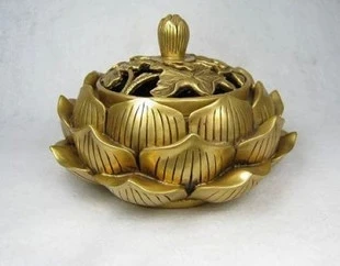 

+ copper medallion smoked incense burner Copper incense burner (small lotus full copper censer) antique incense burner,room