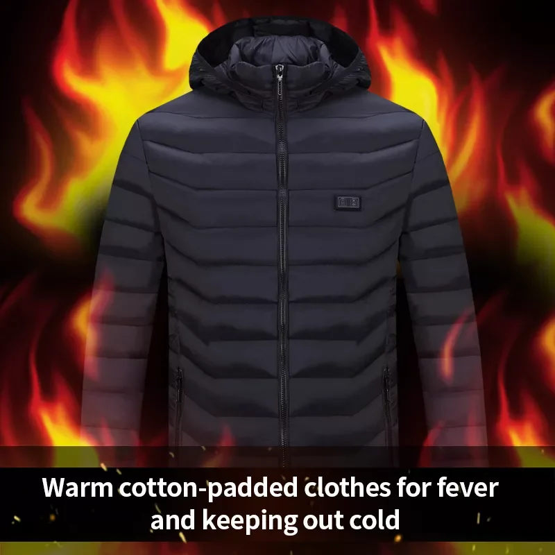Smart Thermostat Hooded Heated Clothing Warm Jackets Winte Double switch 11 zone heating USB Heating Jackets