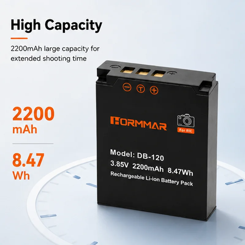 Фото Аккумулятор 2200 мАч DB-120 DB120 для Ricoh GR IV GR4, сменный литий-ионный перезаряжаемый аккумулятор для камеры, аксессуары с высокой емкостью №3